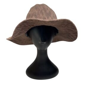 Volcom Simple Sunday Fedora Brown Woven Textured Wide Brim Sun Hat Womens‎ XS S